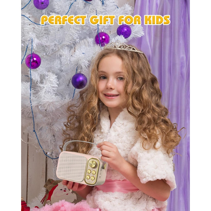 Караоке машина з 2 мікрофонами, портативна Bluetooth колонка для дітей та дорослих, 7 голосових ефектів, ідеально для вечірок та днів народження, рожева