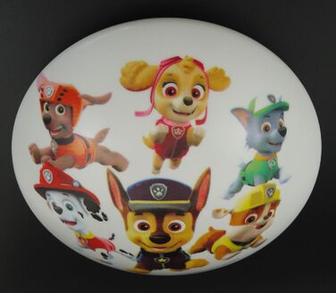 Дитяча стельова лампа Paw Patrol, пластик, E27, 36 см, для дітей, Маршал, Чейз, Скай
