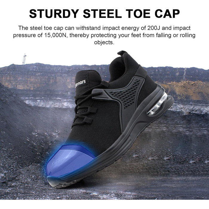 Черевики робочі чоловічі/жіночі Hitmars, з металевим підноском, зручні кухарські черевики, легкі, для дахів, чорні/сині, EU36-48 (42 EU)