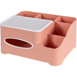 Tissue Box, Tissue Holder, Multifunctional Tissue Holder with Stylish Remote Control Desk, Cosmetic Tissue Box for Office Bedroom Car (A Pink)