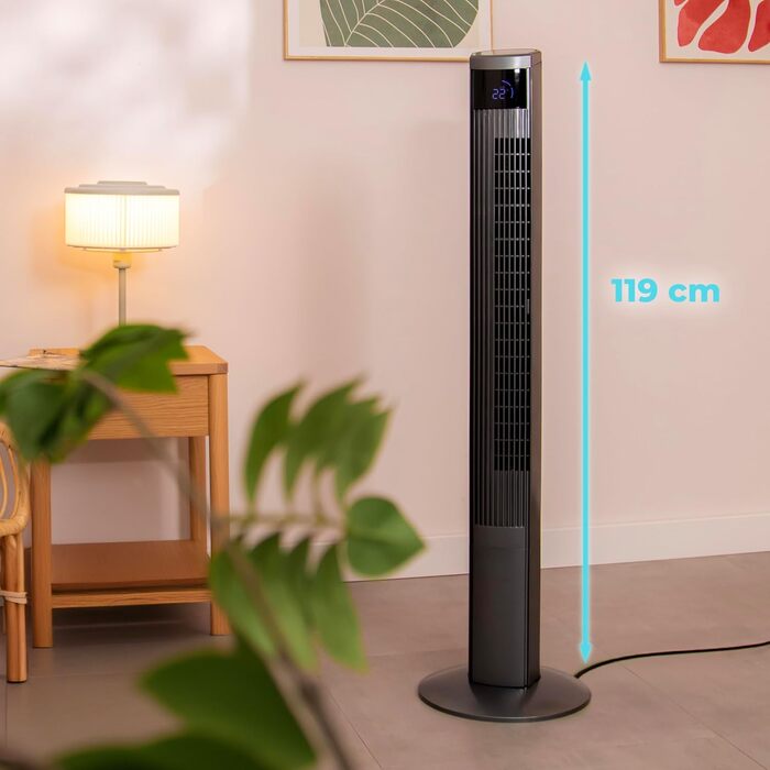 Вентилятор турецький Cecotec EnergySilence 9090 Skyline Ionic, 119 см, 45 Вт, іонізатор, LED-дисплей, пульт, 3 режими, таймер 12 год, осциляція 70º, сірий