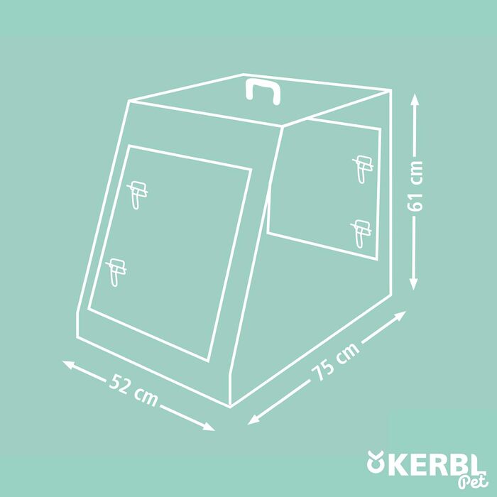 Транспортна переноска для собак Kerbl, чорна, 75x52x61 см, складана, метал, з двома дверцятами, для подорожей та дому