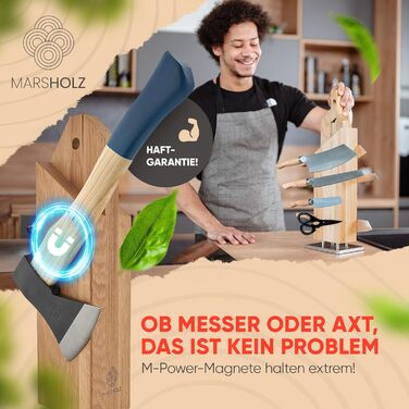 MARSHOLZ Knife Block without Knives, Magnetic [Integrated Sharpener] Knife Holder for Everyone | View Pictures Now