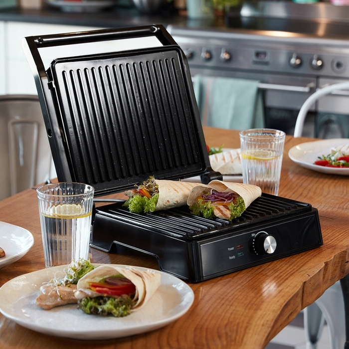 Електричний гриль-тостер для сендвічів та паніні, розкладний, великий, 2000 Вт