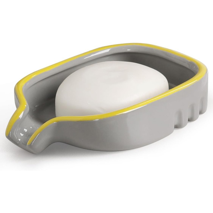 Керамічна мильниця BosilunLife з піддоном – неслизька підставка для мила, квадратна, сучасний мінімалізм для ванної, душу, кухні, умивальника (Сірий, Зелений)