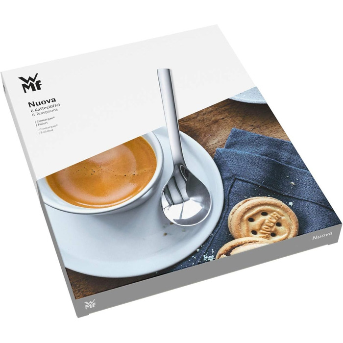 Набір ложок WMF Nuova Longdrink 6 шт. 22 см, для лате макіато, йогурту, коктейлів, Cromargan нержавіюча сталь, придатні для миття в посудомийній машині