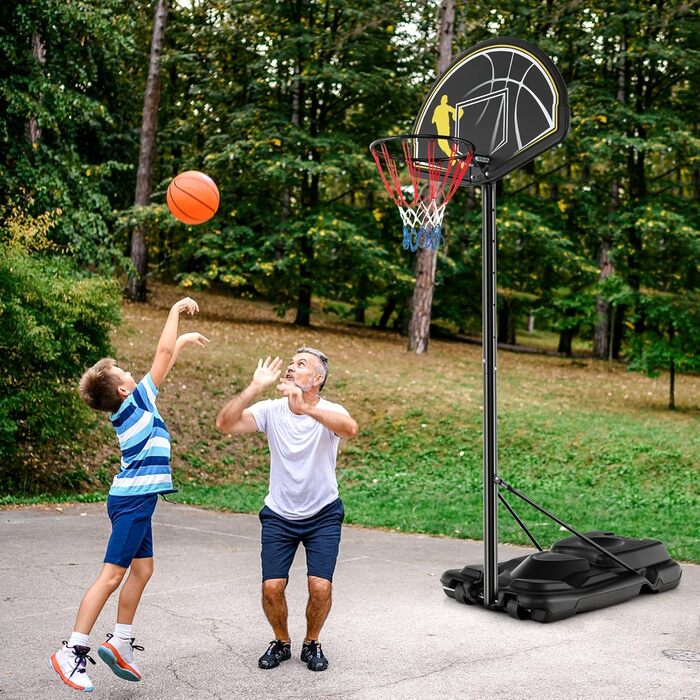 COSTWAY Adjustable Height Basketball Hoop System - Outdoor Mobile Basketball Stand with Wheels & Weight Bag - 130-305cm