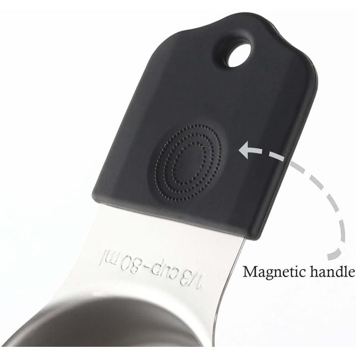Stainless Steel Measuring Cup Set, Robust Metal Measuring Cups for Dry and Liquid Ingredients (Black)