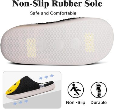 Чоловічі домашні тапочки Smilley з плюшу, Memory Foam, теплі зимові тапочки для дому (40/41 EU, чорний)