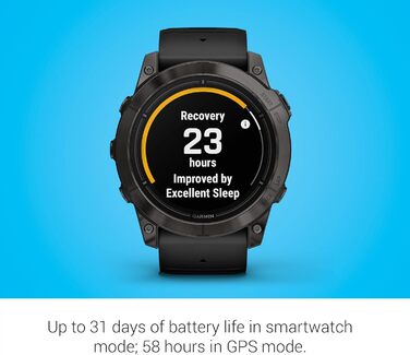 Розумний годинник Garmin epix Pro (Gen 2) Sapphire Edition 51 мм, чорний, з титановим браслетом та інтегрованою ліхтариком