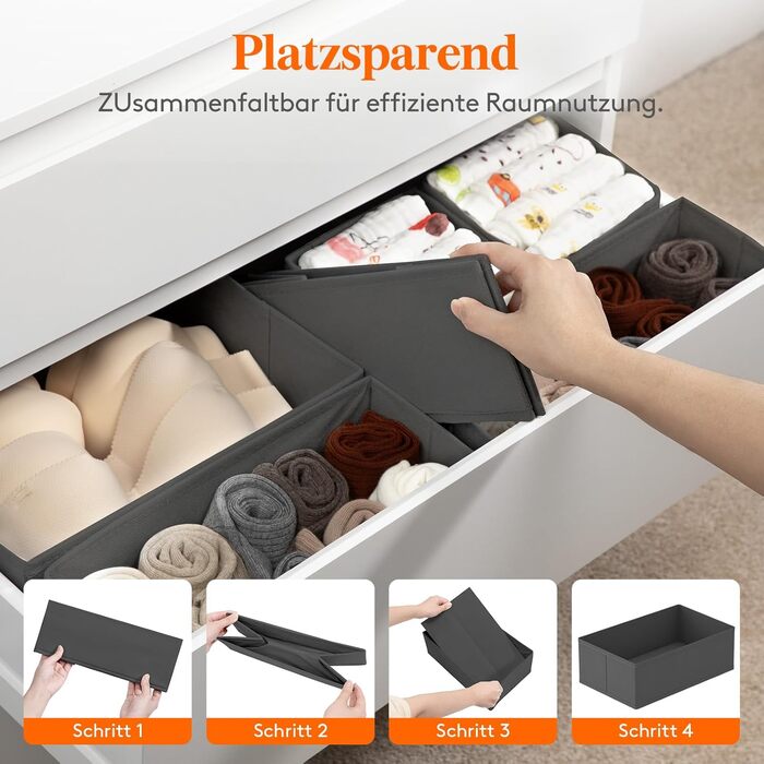Lifewit Drawer Organizer Set, Closet Wardrobe Organizer Changing Table Drawer Organization System for Wardrobe Bedroom for Clothes, Children's Clothes, Socks, Underwear, Grey (Grey, 8)