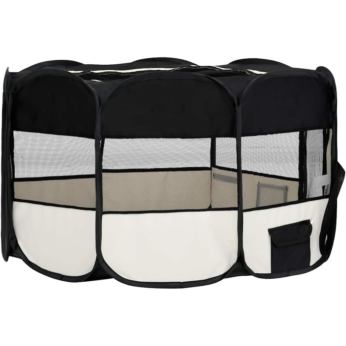 Вольєр для цуценят складний 145x145x61 см, чорний | vidaXL