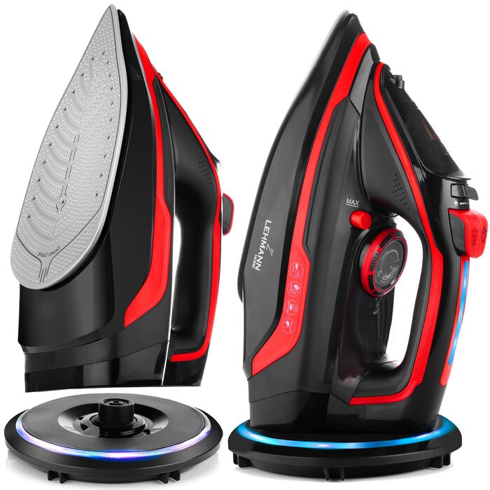 Пароочищувач Lehmann LGOIR-2632 бездротовий з базою | Регулювання температури та подачі пари | Вертикальне прасування, захист від протікання, антиналіт, самоочищення | з резервуаром для води