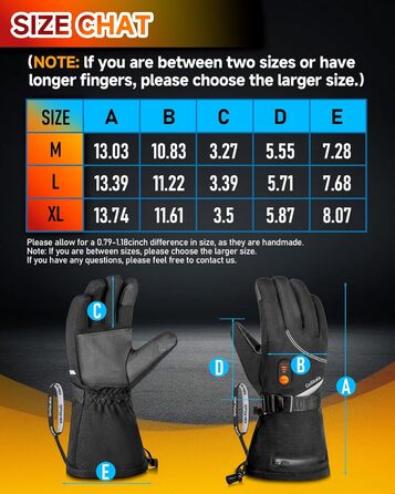 Електричні гріючі рукавички для жінок та чоловіків, зимові рукавички з підігрівом, чорні, з акумулятором 7.4V 6000mAh, 3 режими нагріву, сенсорний екран, водонепроникні