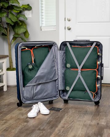 Набір органайзерів для подорожей Trippped Travel Gear: 7 шт., великий розмір, компресійні, для одягу (зелений/помаранчевий)