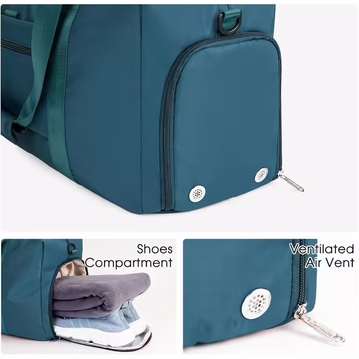 Sport Bags Classic with Shoe Compartment and Wet Compartment Portable Overnight/Weekend Bag Travel Bag Yoga Bag for Women and Men Gym Bag (Teal)
