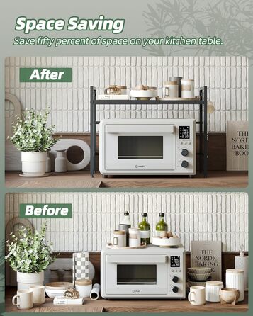 Підставка для мікрохвильової печі NETEL 3-ярусна, розширювана, з 8 гачками, чорна