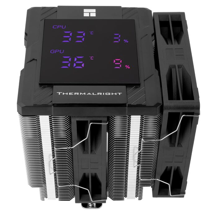 Кулер для процесора Thermalright Peerless Assassin 120 Digital Black з цифровим дисплеєм, 6 теплових трубок, сумісність з AM4/AM5, Intel LGA1700/1851/1200, чорний