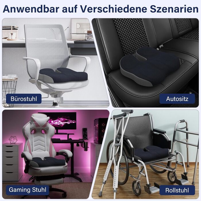 Ортопедична подушка для сидіння Juspota: комфорт та підтримка для офісу та автомобіля (темно-сірий)