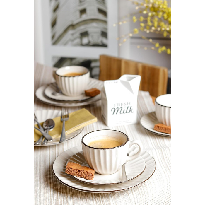 MÄSER Osita: Ретро кавовий сервіс на 6 осіб (18 предметів), кремовий білий, кераміка