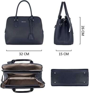 Сумка жіноча David Jones елегантна шопер (tote bag) з PU шкіри, темно-синя. Сумка через плече, багато відділень для роботи та повсякдення