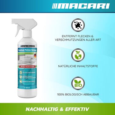 Macari Leather Care 500ml Balsam + 500ml Cleaner + 2 Sponges + Leather Brush Premium Leather Leather Cleaner Set Beeswax for Leather Couch, Car, Furniture, Jacket, Clothing, Sofa, Handbag, Shoes, Saddle Leather Fat (Upholstery Cleaner + Brush)