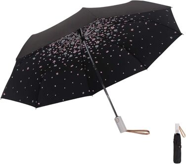 Сонцезахисний складаний парасоль від Voy Lady – Рожевий з квітковим принтом (96 см)