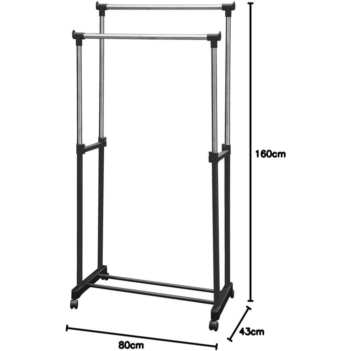 Home Vida Clothes Rack, Double Clothes Rail, Adjustable, Silver
