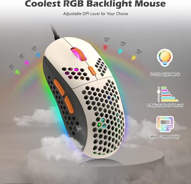 ZIYOU LANG T60 Pro: Механічна комбо клавіатура та миша з RGB підсвічуванням (60% UK Layout, Linear Red Switch, 6400DPI)