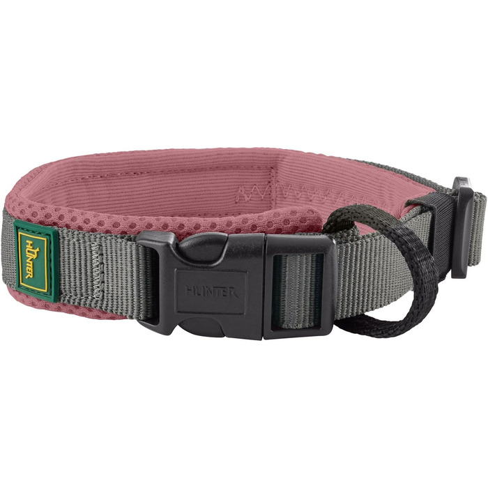 Нашийник для собак HUNTER Maldon, рожевий, дихаюча сітка, міцний нейлон, безшумний, гіпоалергенний, з регулюванням натягу, з адресником, легкий, розмір M