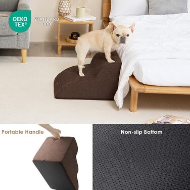 Сходинки для собак EHEYCIGA: компактні, 40 см, для маленьких собак, зручні для софи та ліжка, з антиковзким покриттям, 3 сходинки, сірий колір (40 x 50 x 30 см)