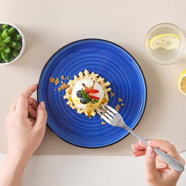 Dinnerware Set for 6, vancasso Bonita 18-Piece Tableware Set made of stoneware, bowl and plate set, round tableware combination set with 6 dinner plates, salad plates, and bowls each