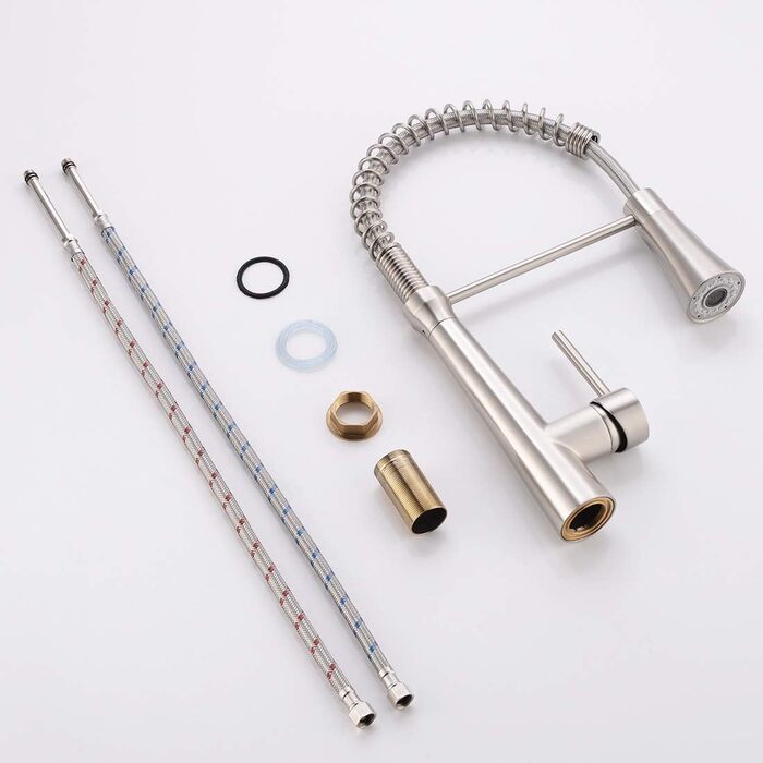 Кухонний змішувач TIMACO з гнучким гусаком, поворотний на 360°, з нержавіючої сталі, з щіткою, для кухні