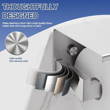 Тримач для туалетного паперу Aikzik без свердління, stainless steel (нержавіюча сталь) з 2 клейкими гачками, настінний аксесуар для ванної кімнати, чорний/сріблястий