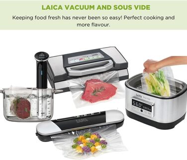 LAICA VT35012 Vacuum Sealer, 100 Vacuum Bags, Size 20 x 28 cm