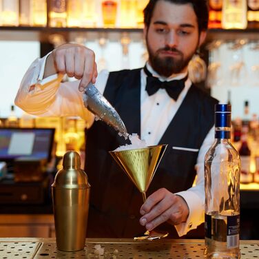 Набір для приготування коктейлів Oak & Steel – 10 предметів, професійний, з нержавіючої сталі, золотий, з рецептами – барменський набір для коктейлів та шотів