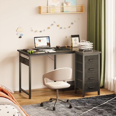 Комп'ютерний стіл кутовий Coleshome 100x70 см з 4 шухлядами, чорний