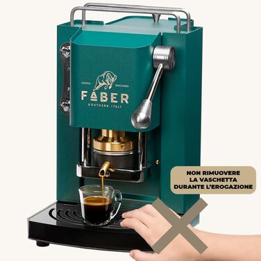 Кавова машина FABER Pro Mini Deluxe для ESE-подів 44 мм, хром, латунний прес, British Green