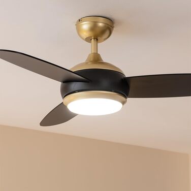Стельовий вентилятор Cecotec EnergySilence Aero 4265 GoldBlack з LED підсвіткою 18W, діаметр 107 см (42 дюйми), пульт, таймер, 3 швидкості