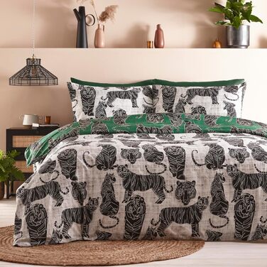 Комплект постільної білизи furn. Witchy Vibes для ліжка Super-King-Size, колір іржаво-помаранчевий (230x220 см), принт Дика кішка, джунглі