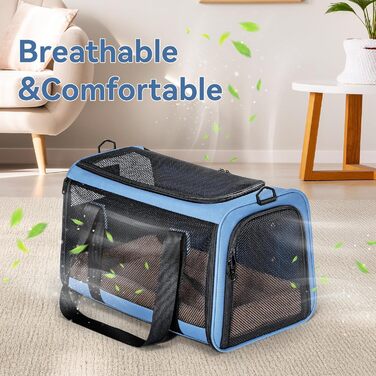 Транспортна переноска для кота/собаки Petsfit - складана переноска для авто з м'яким килимком, синього кольору