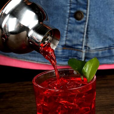 Набір для коктейлів 750 мл, 16 предметів - професійний барний набір з нержавіючої сталі на бамбуковій підставці, срібний