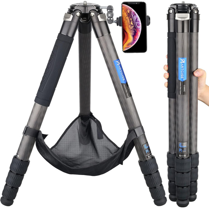 Штатив для камери Artcise з вуглецевого волокна, монопод 40 мм, професійний, для важкої техніки, подорожей, максимальне навантаження 40 кг (CS90C)