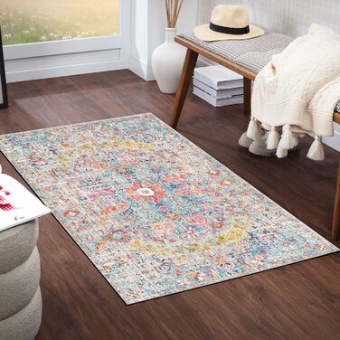 Килимок Livabliss Asmara Vintage 120x170 см - для вітальні, їдальні, спальні, бохо стиль, кольоровий візерунок сірий та помаранчевий