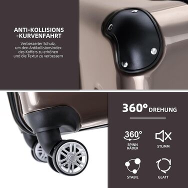 Чохол-валіза BEIBYE на 4 колесах, полікарбонат, 76 см, 110 л (Кофе)