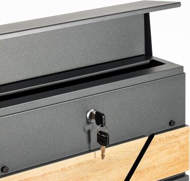 Поштова скринька Verda з газетницею, 37x37x11 см, антрацит RAL 7016, срібло, 2 ключі, комплект для монтажу. Дизайнерська настінна поштова скринька з відділенням для преси