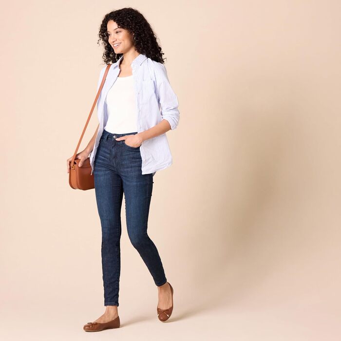 Джинси скінні жіночі Amazon Essentials з високою посадкою, темно-сині (34 короткі)