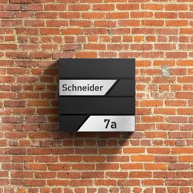 Поштовий ящик з газетницею з нержавіючої сталі, настінний, з замком та відділенням для преси, лазерне гравіювання (чорний)