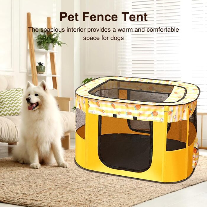 Клітка-манеж для цуценят та домашніх тварин, 70x55x40 см, жовта. Підходить для собак, кроликів, котів та морських свинок.