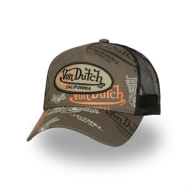 Кепка Von Dutch унісекс, бейсболка тракер з регульованим розміром, хакі/помаранчевий/чорний